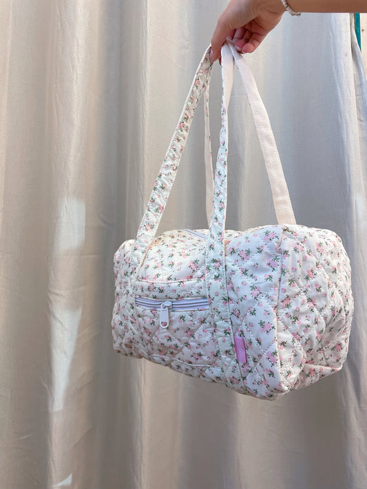 Floral Quilted Mini Duffel Purse