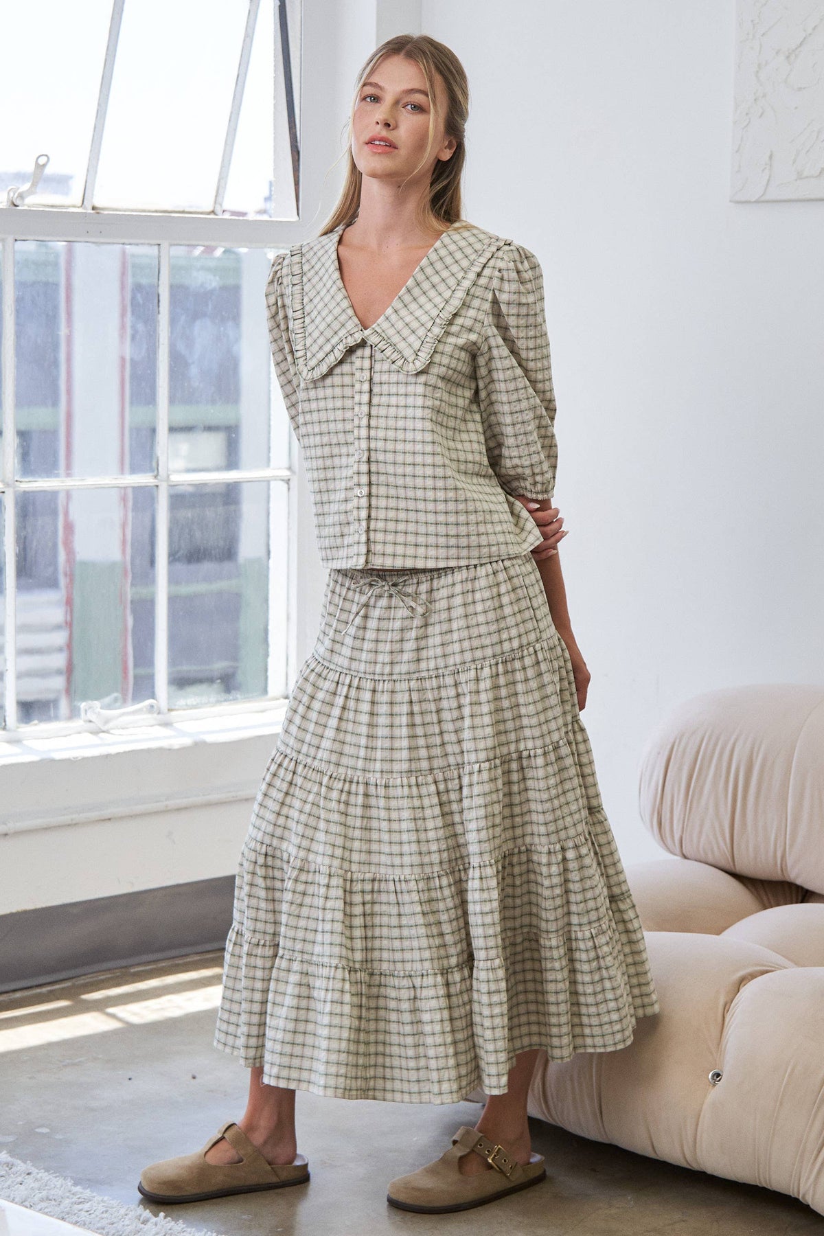 Tiered Plaid Skirt