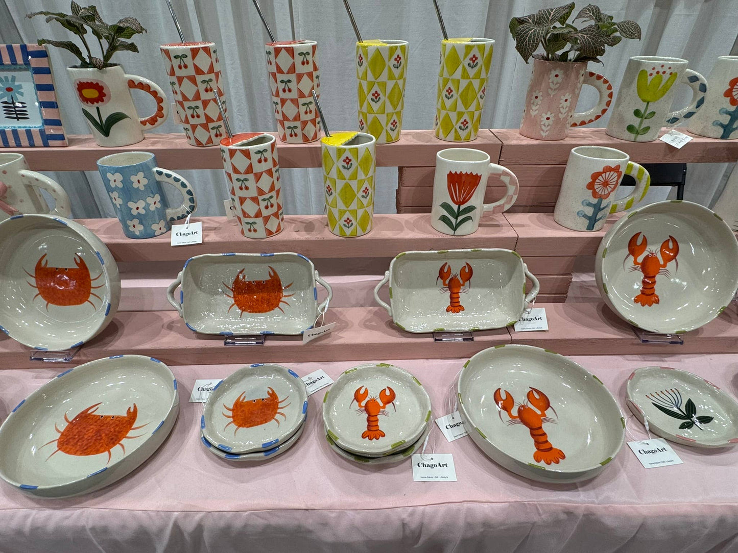 Ceramic Bowl with Hand-painted Lobster-Serving Bowl-8″