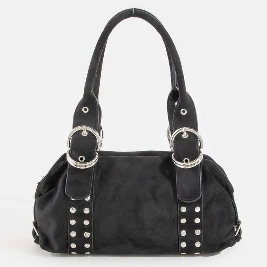 Grommet Accent Suede Hand Bag