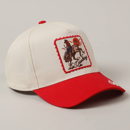 Detailed Cowboy Horse Embroidery Two-Tone Cap