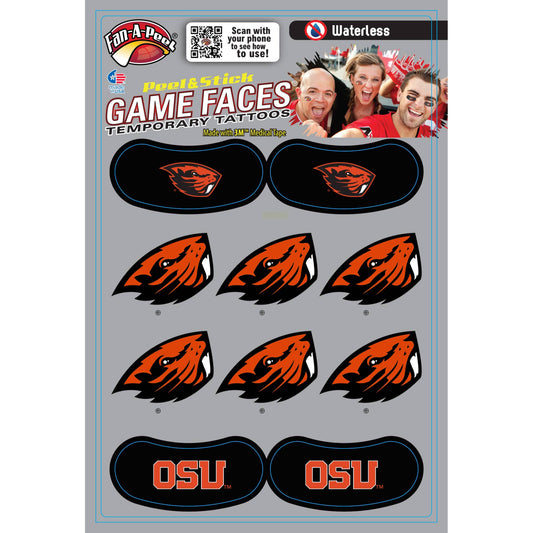 Oregon State Game Faces® Temporary Tattoos