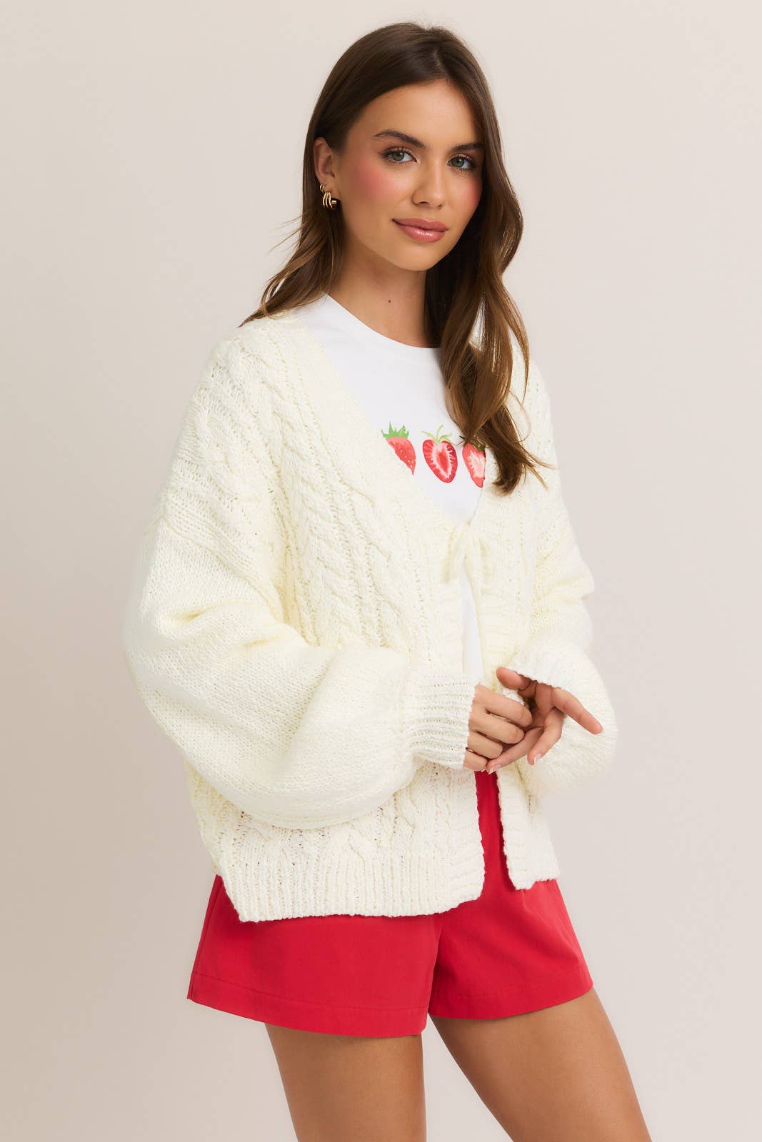 Ivory Front tie Cardigan