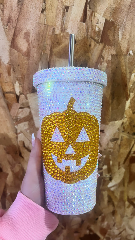 Pumpkin Rhinestone Tumbler