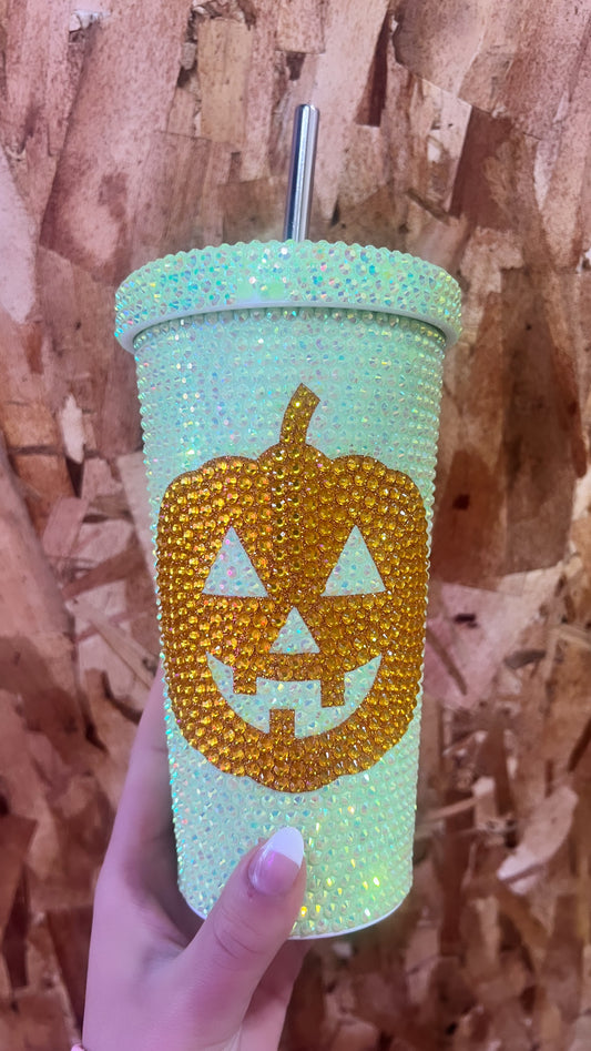 Pumpkin Rhinestone Tumbler