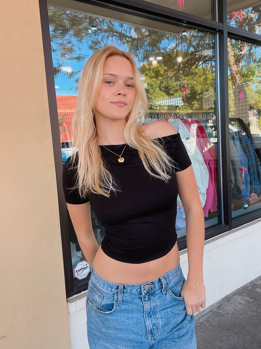 Short Sleeve Off Shoulder Top