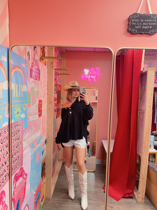 Blue Buttercup Black Pullover