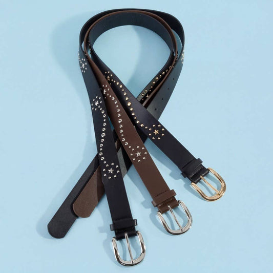 Studded Star Vegan Leather Belt