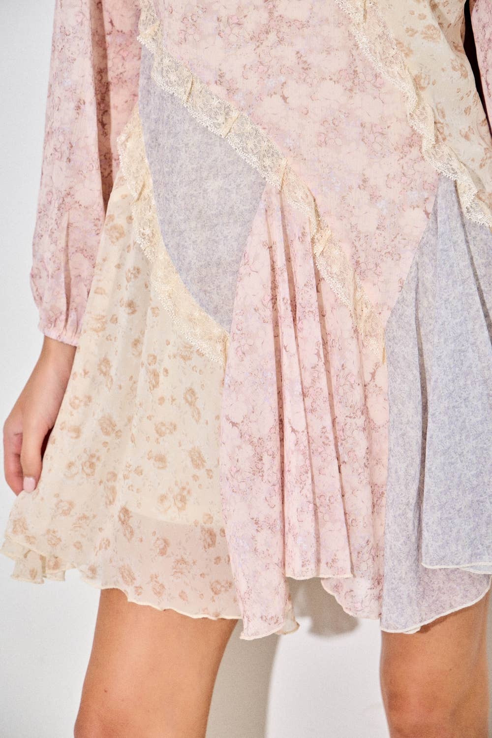 Patchwork Floral Print Mini Dress