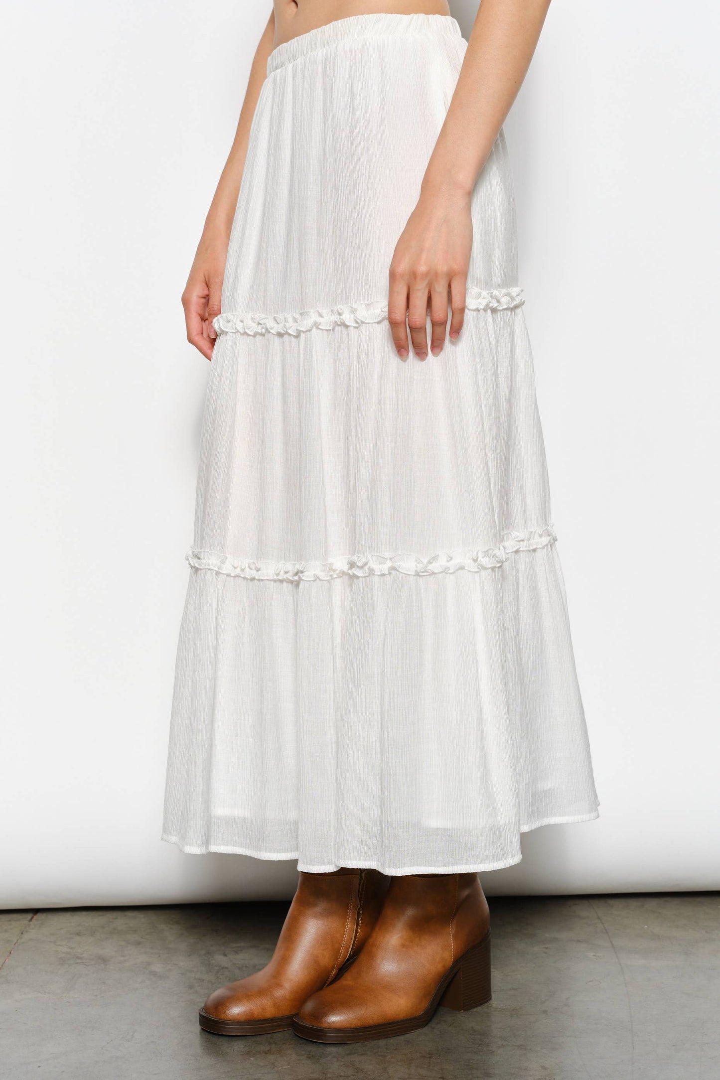 Ruffle Chiffon Maxi Skirt