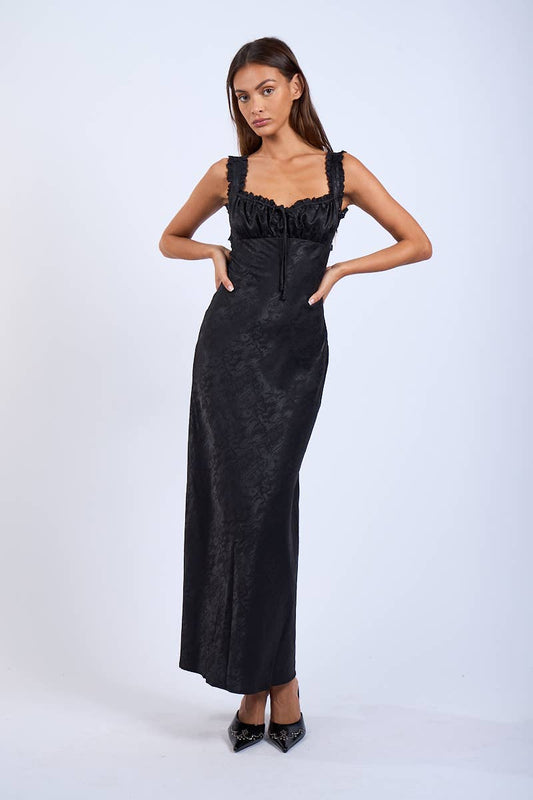 Satin Ruched Bust Sleeveless Open Back