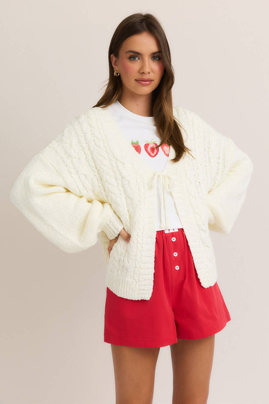 Ivory Front tie Cardigan