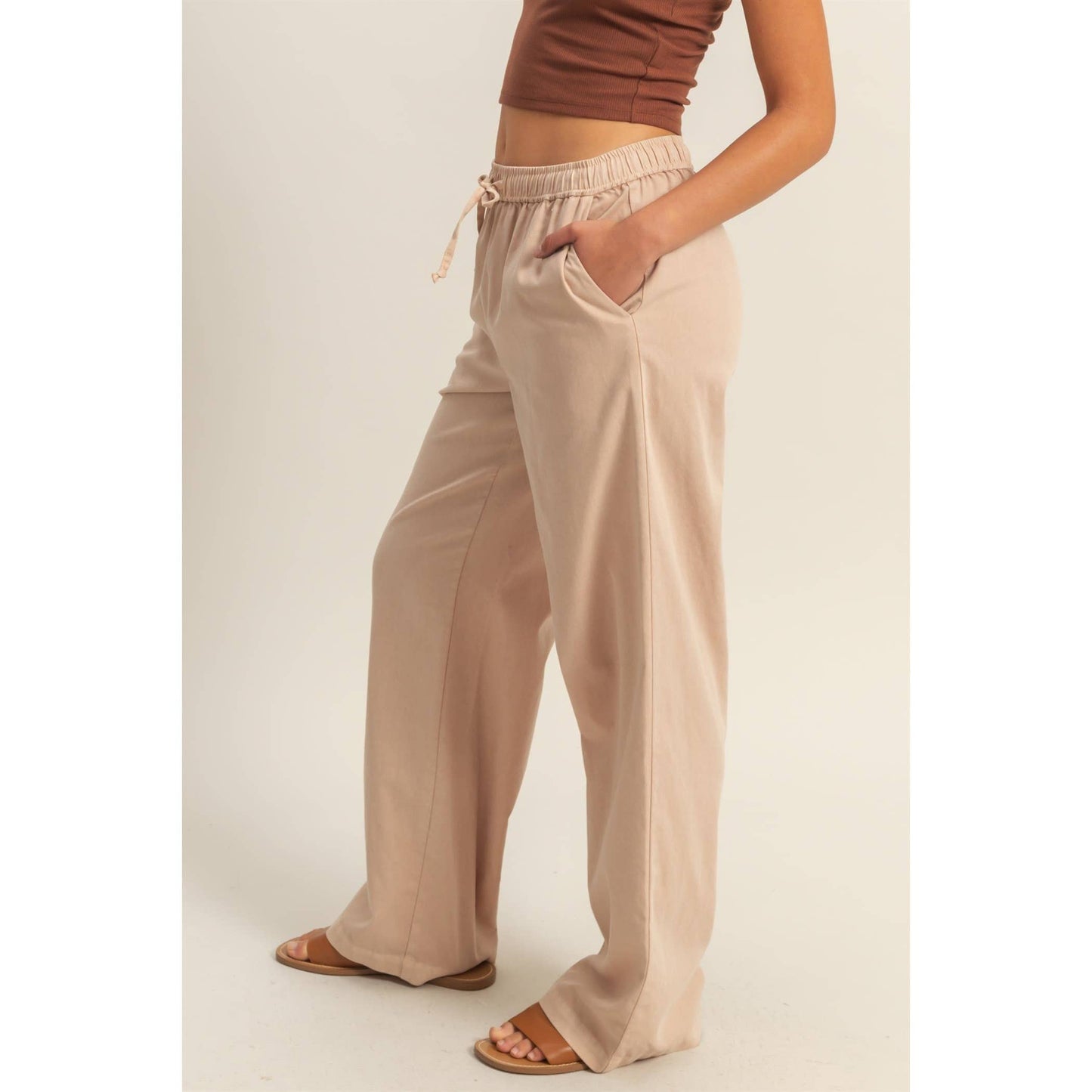 Casual Drawstring Straight Leg Pants