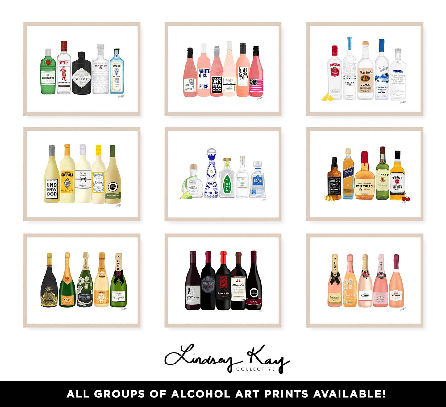 Vodka Bottles Illustration - Art Print