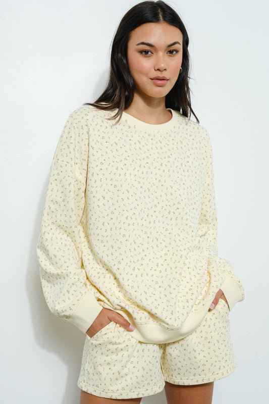 Pink Ditsy Floral Crewneck