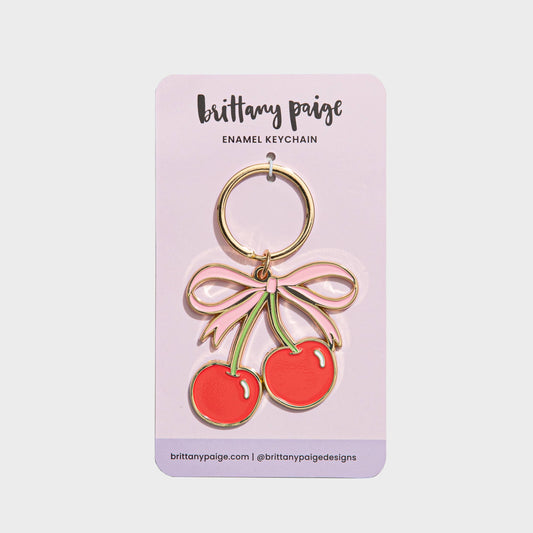Cherries Enamel Keychain Bag Charm