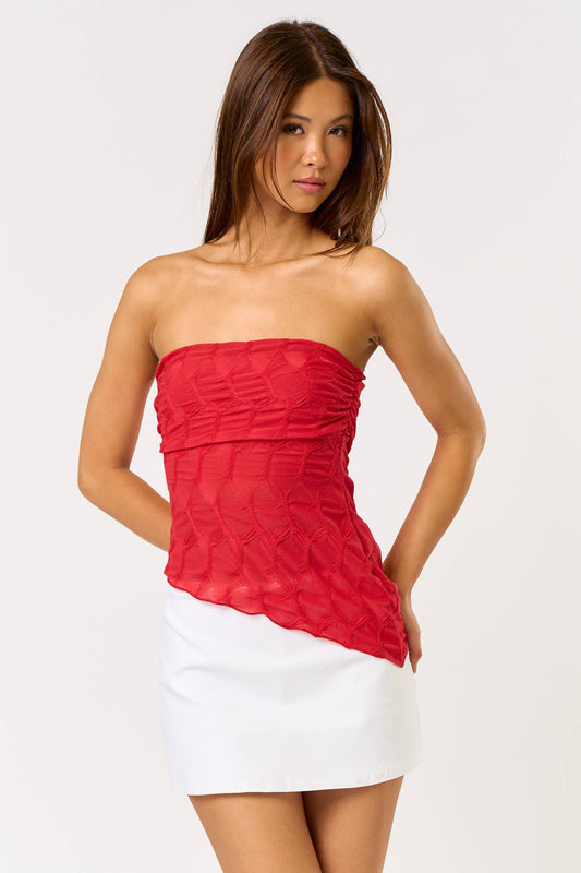 Textured Asymmetrical Tube Top
