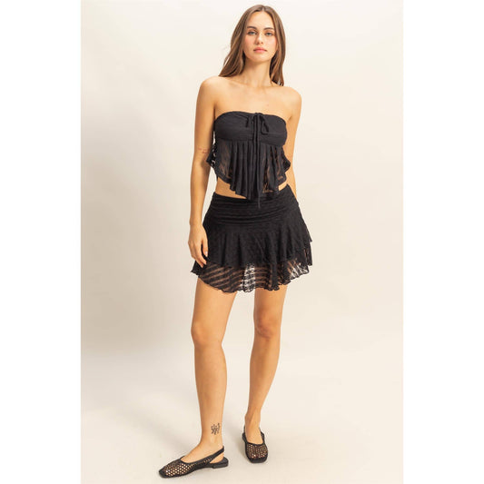 Tiered Lace Mini Skirt
