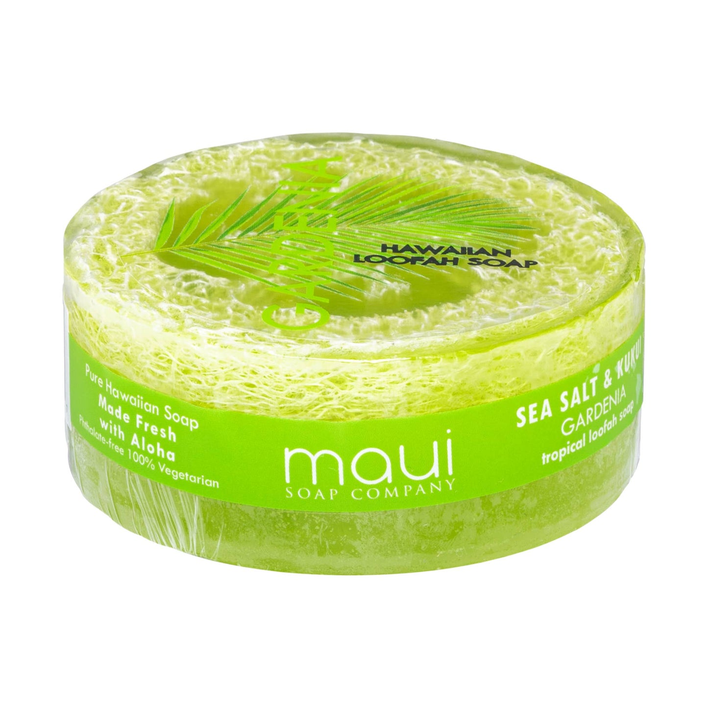Gardenia Sea Salt & Kukui Exfoliating Loofah Soap
