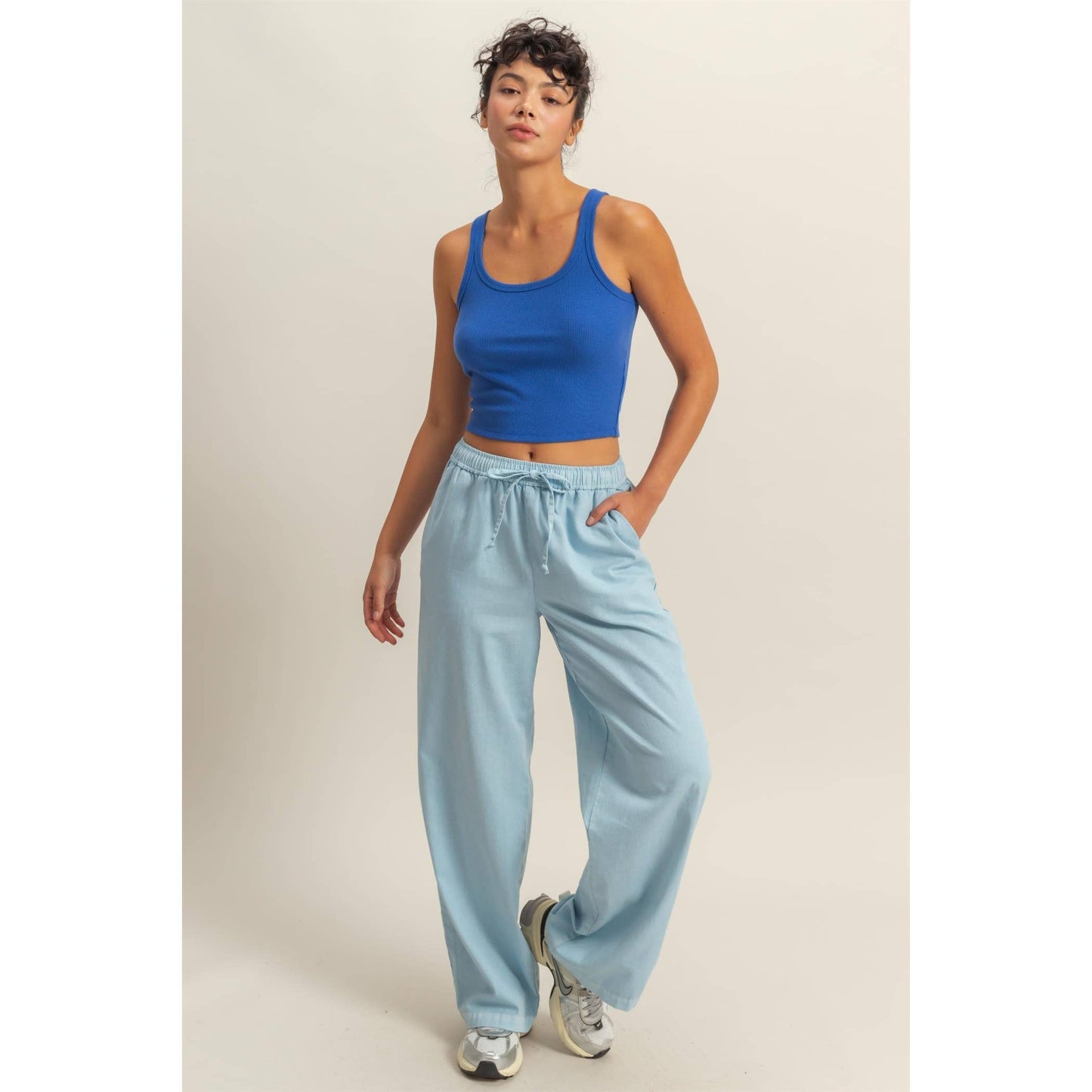Casual Drawstring Straight Leg Pants
