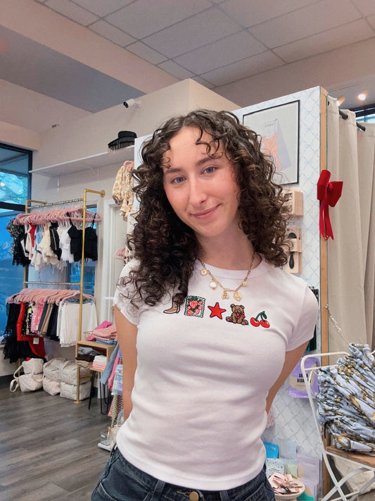 Embroidery Cowboy Teddy Bear Baby Tee