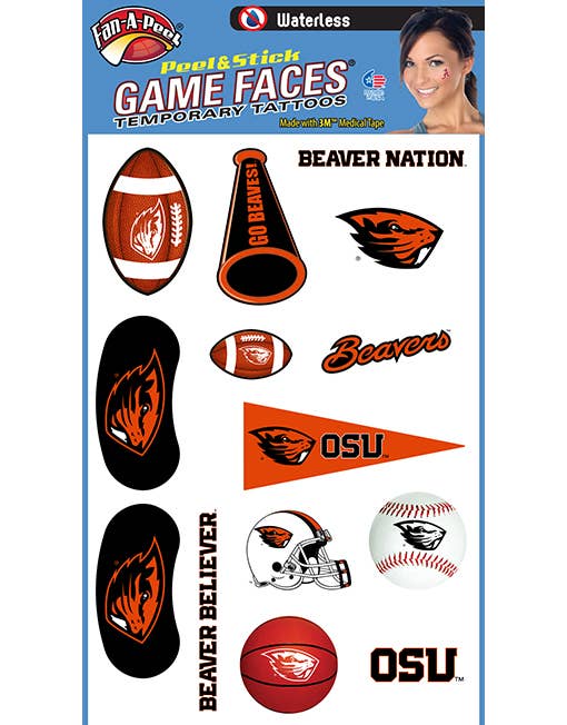 Oregon State Game Faces® Temporary Tattoos