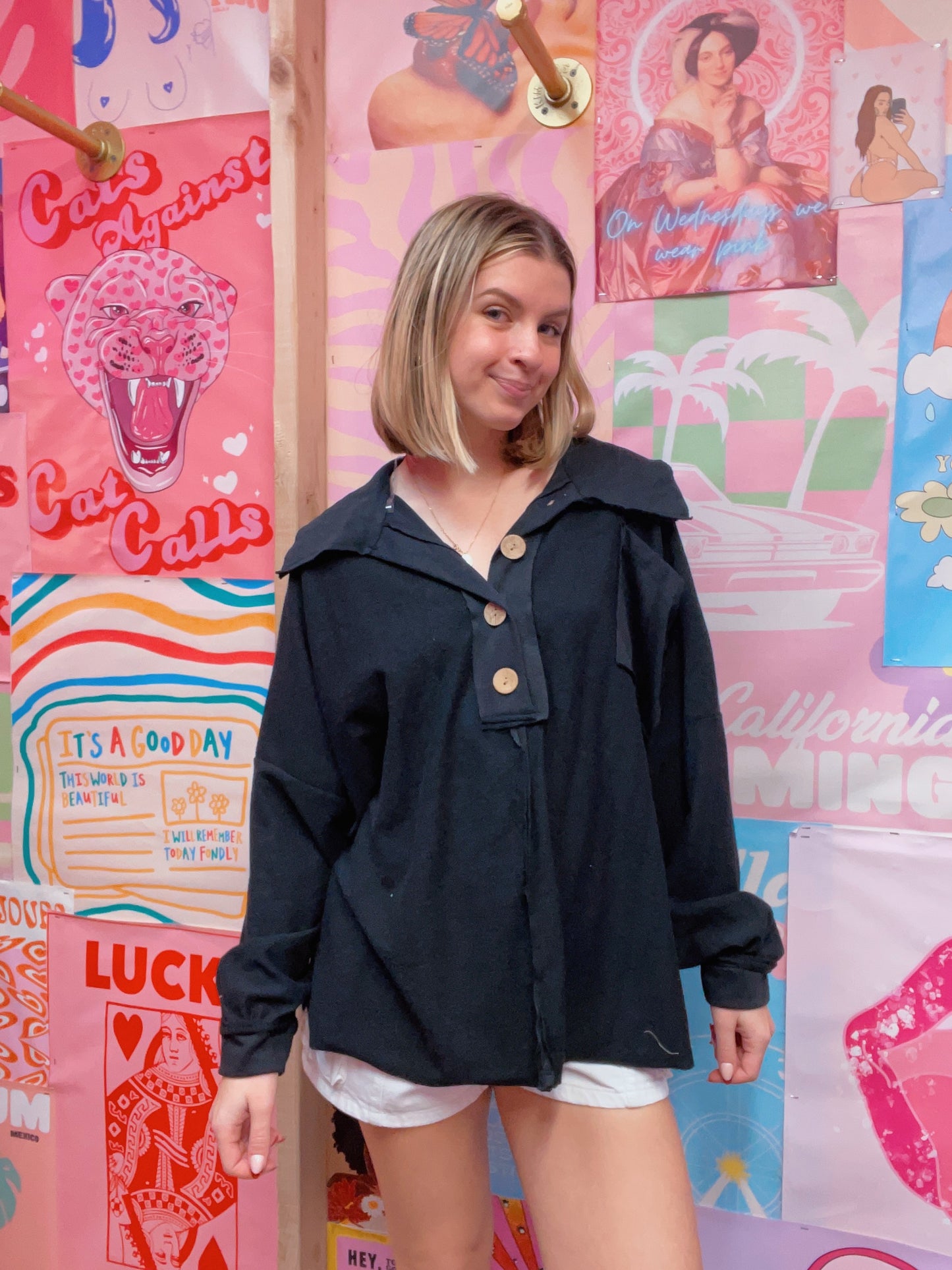 Blue Buttercup Black Pullover