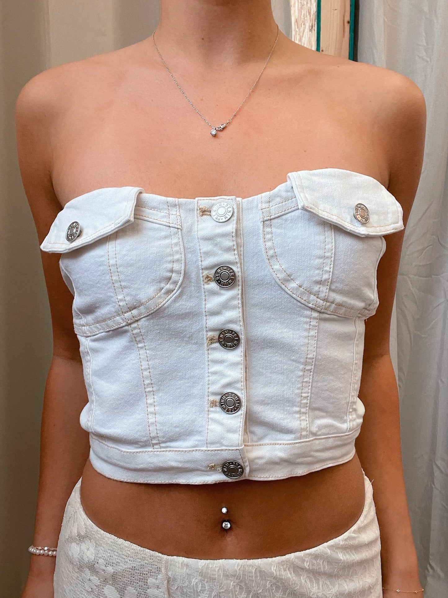 Buncha Buttons Denim Corset