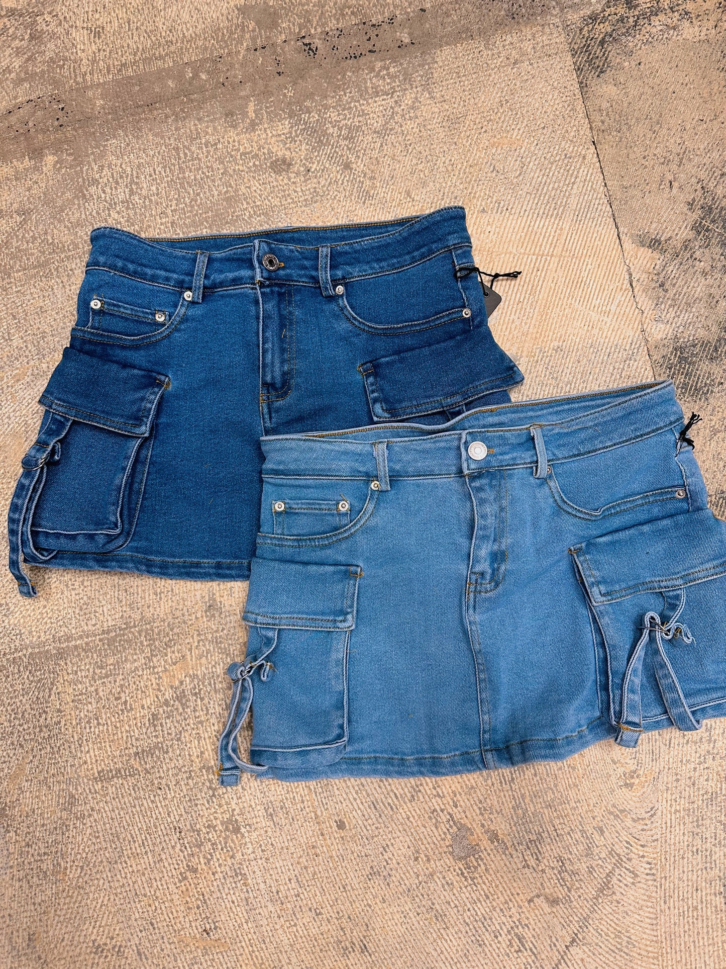 Denim Cargo Skirt