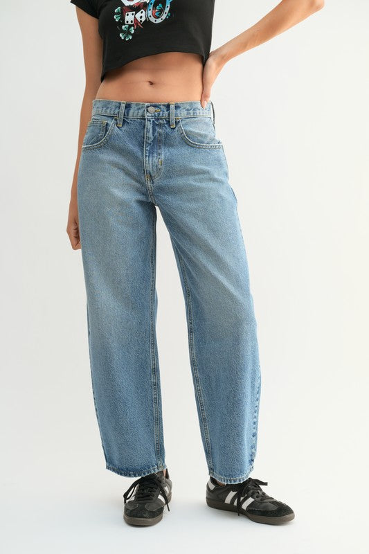 Barrel Jeans-Medium Wash