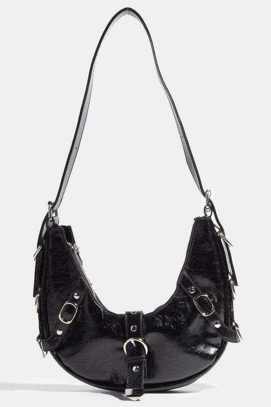 Multi Belt Strap Accent Shoulder Bag