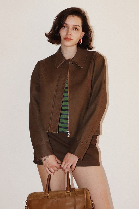 Contrast Stitch Collar Jacket