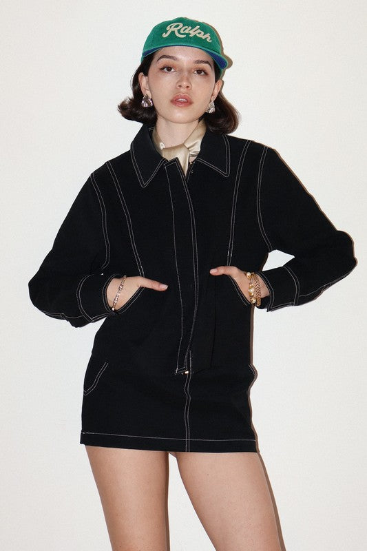 Contrast Stitch Collar Jacket