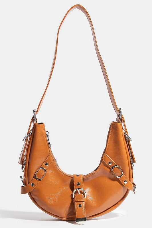 Multi Belt Strap Accent Shoulder Bag