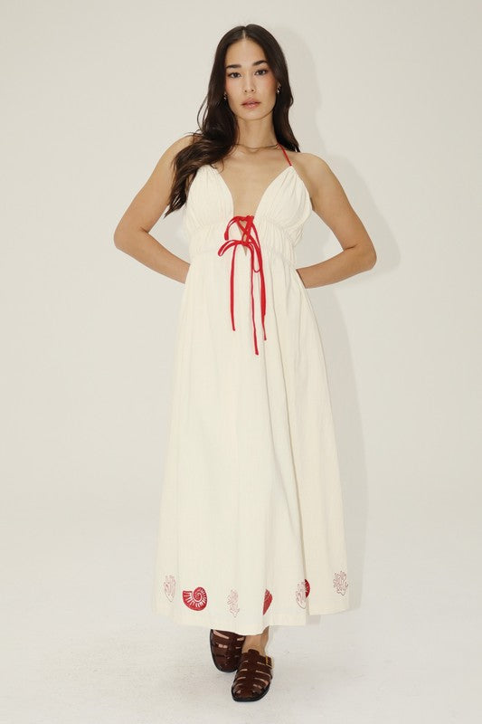 Shell Halter Maxi Dress