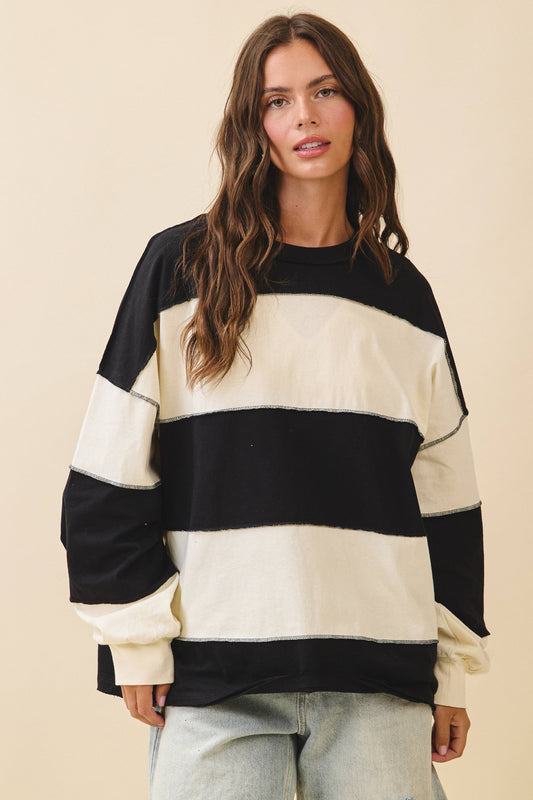 Contrast Panel Long Sleeve Slouchy