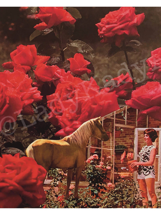 Horse Collage Art Print, Gift for Horse Lovers, Horse Girl