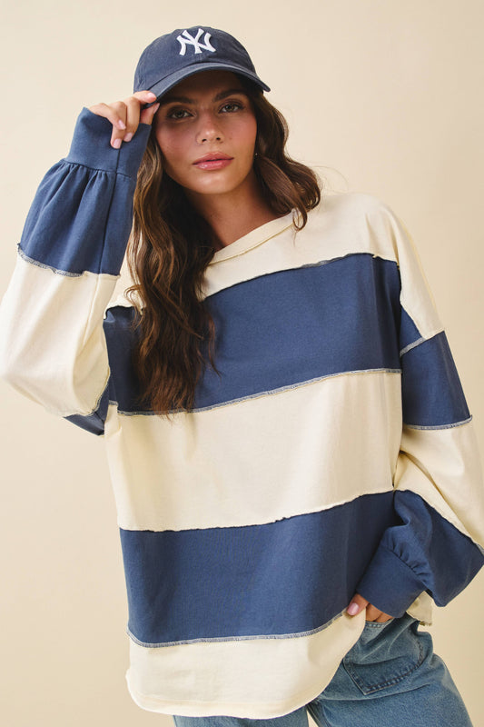 Contrast Panel Long Sleeve Slouchy