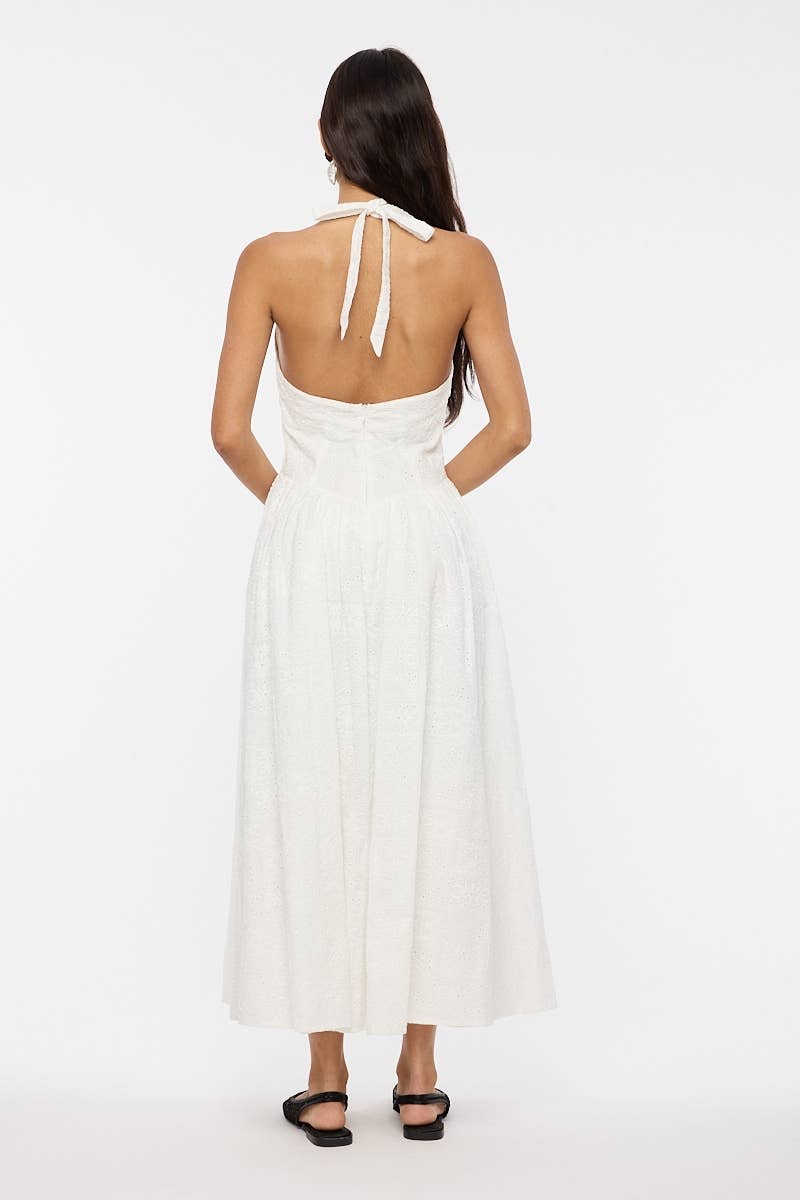 Bohemian Style White Halter Dress