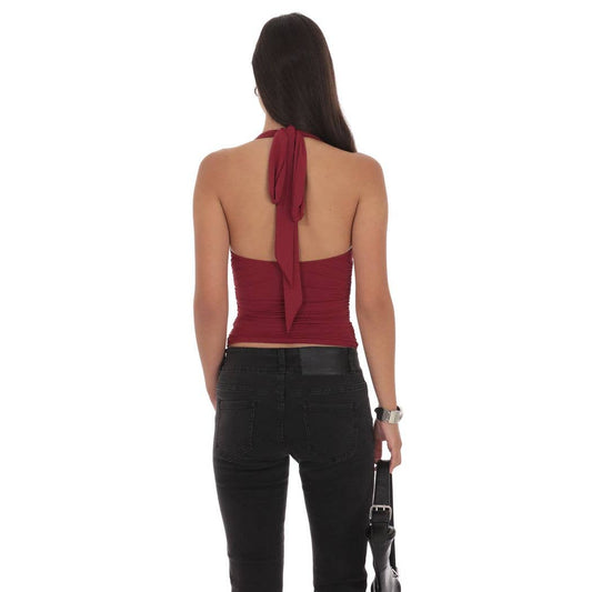Halter Ruched Top in Burgundy
