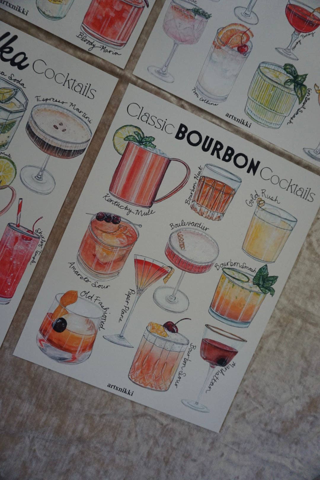 Bourbon Cocktails Chart Art Print