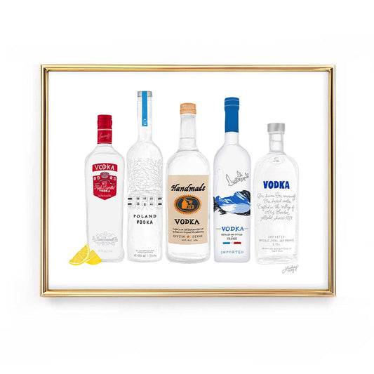 Vodka Bottles Illustration - Art Print