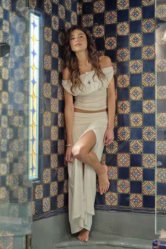 FARRAH RUCHED MAXI SKIRT