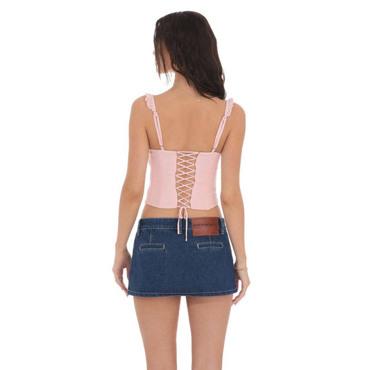 Denim Mini Skort in Blue