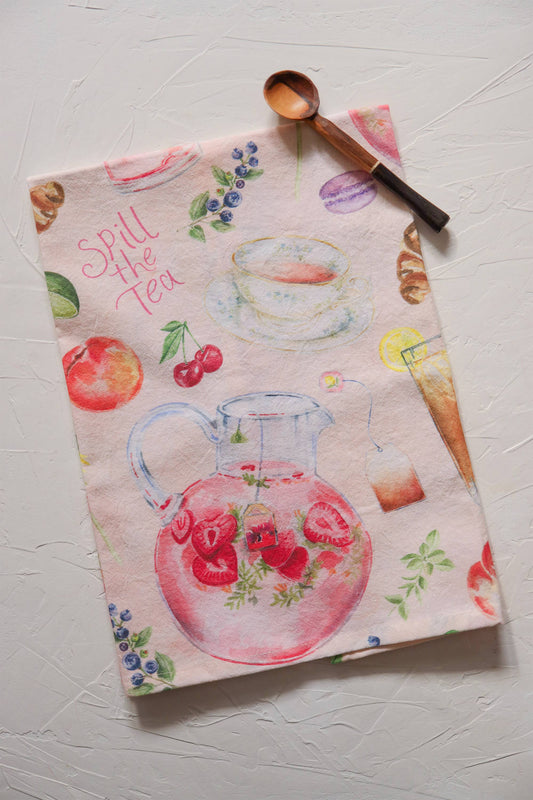 Spill the tea summer cotton tea towel
