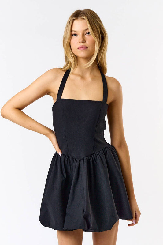 Mini Black Halter Dress
