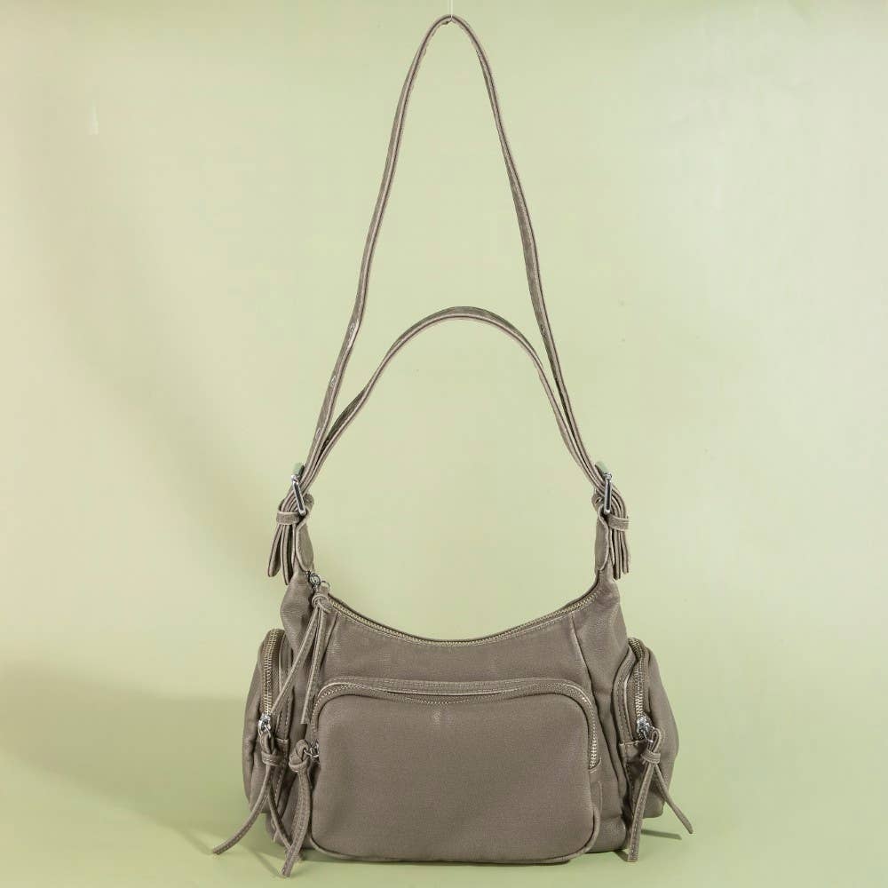 Multi Pocket Leather Shoulder Bag
