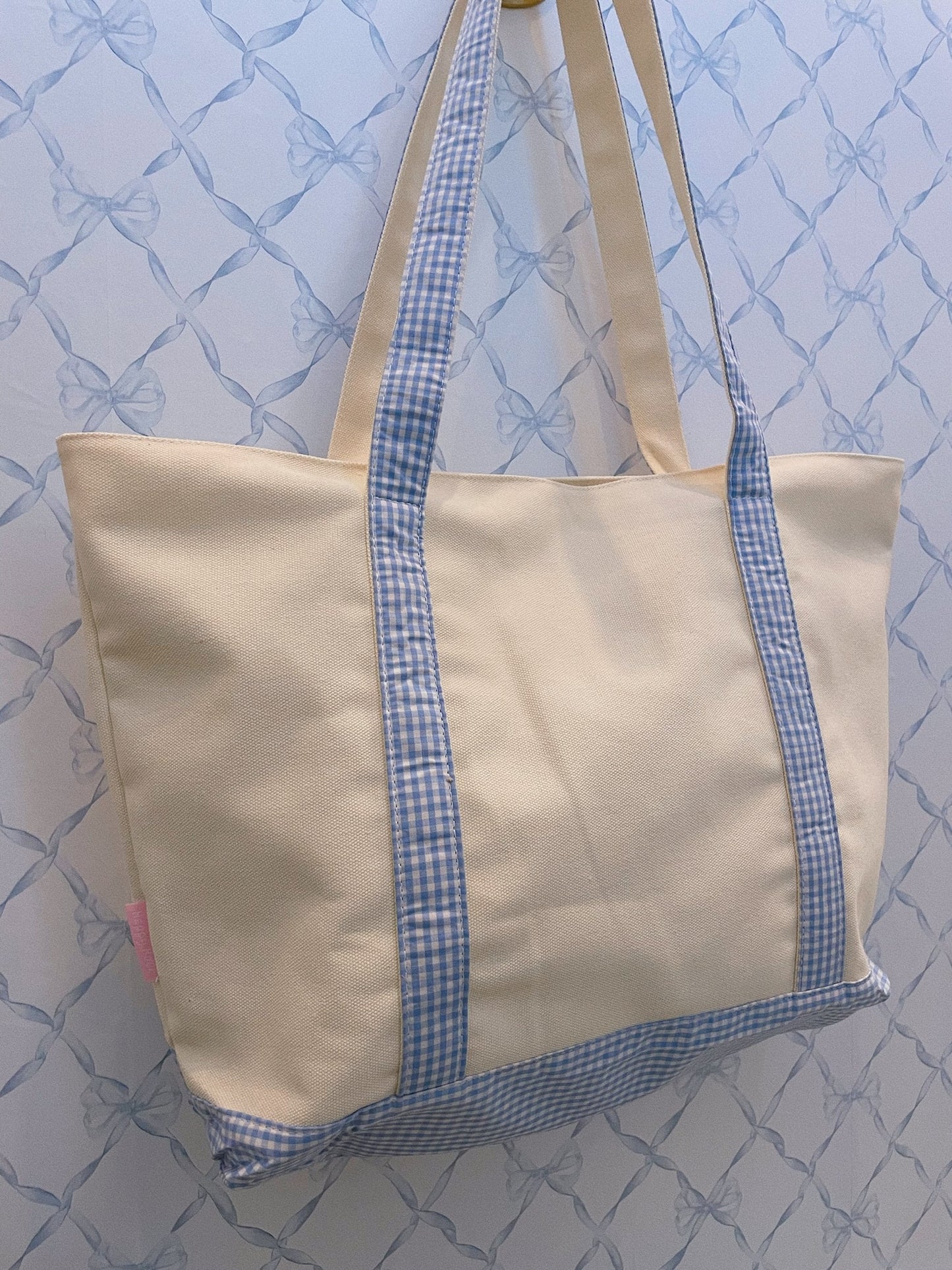 Blue Gingham Tote Bag