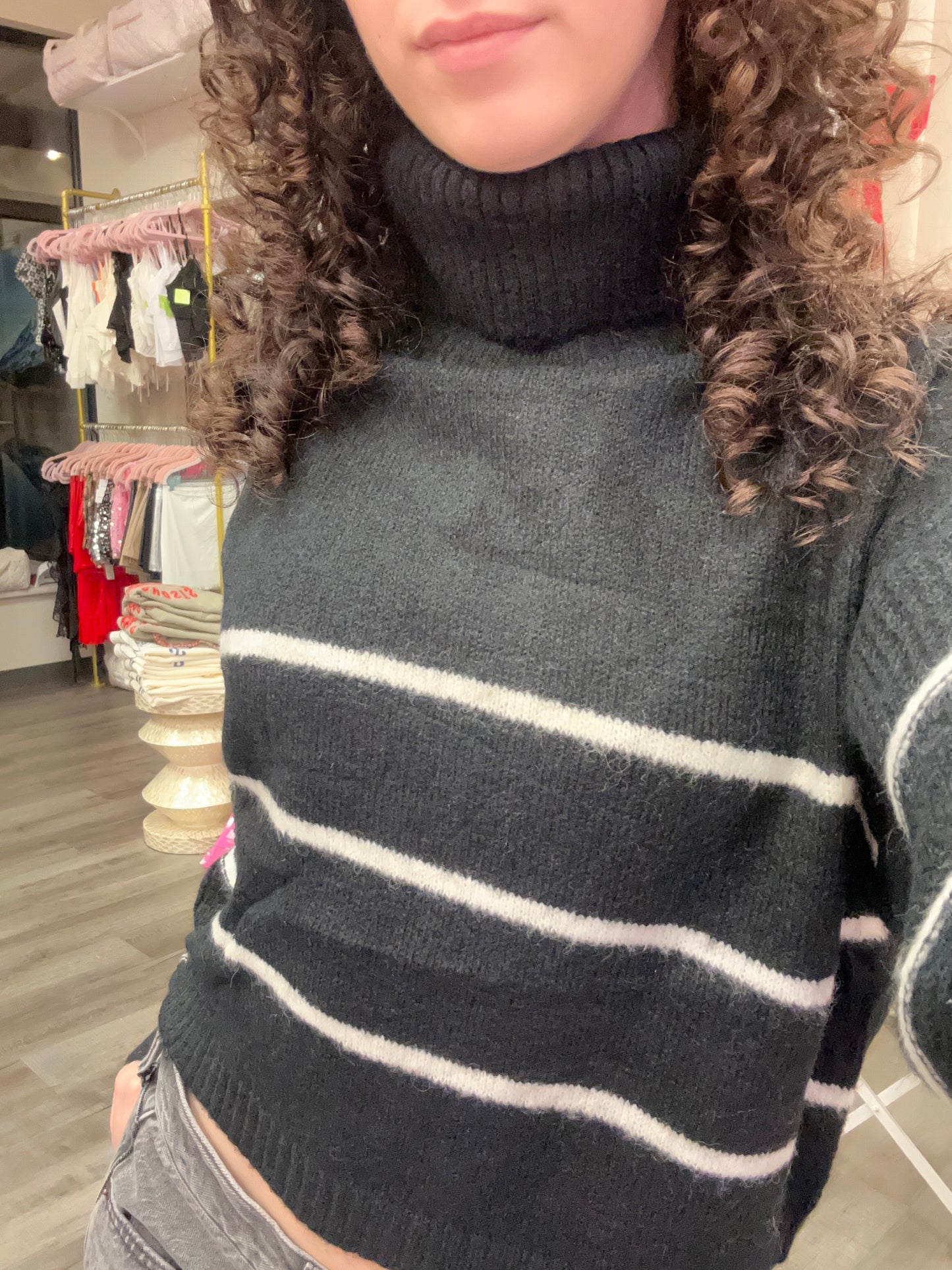 Striped Turtleneck Sweater