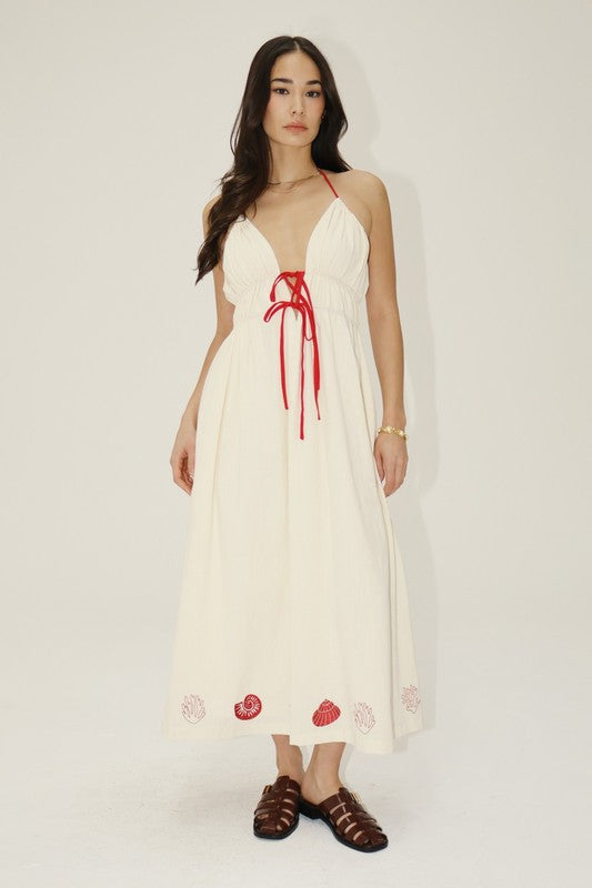 Shell Halter Maxi Dress